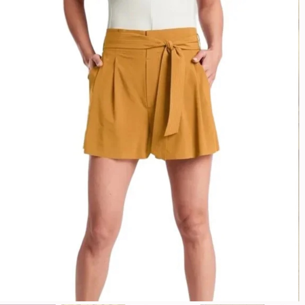 Athleta Skyline Short Mustard Yellow Tie Front Women's Size 12